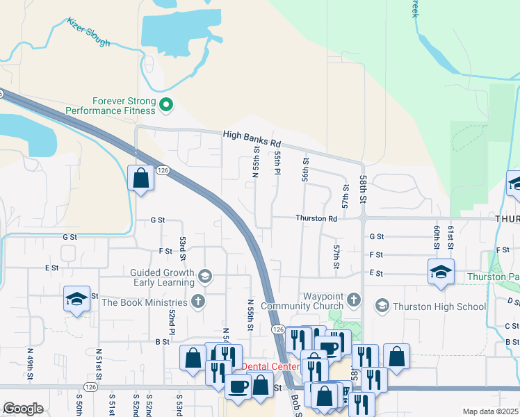 map of restaurants, bars, coffee shops, grocery stores, and more near 914 55th Place in Springfield