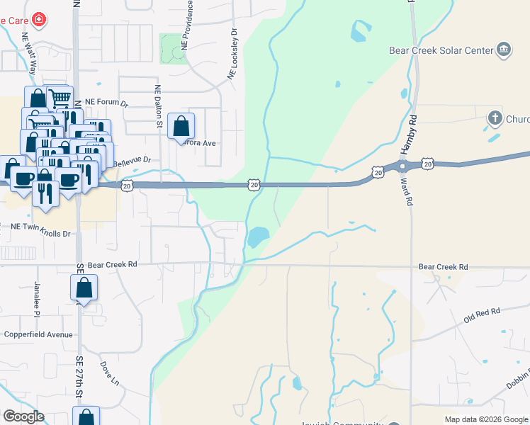 map of restaurants, bars, coffee shops, grocery stores, and more near 21391 Livingston Drive in Bend