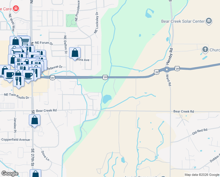 map of restaurants, bars, coffee shops, grocery stores, and more near 21391 Livingston Drive in Bend
