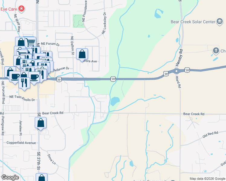 map of restaurants, bars, coffee shops, grocery stores, and more near 21391 Livingston Drive in Bend