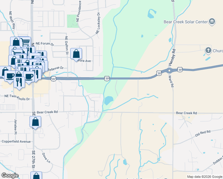 map of restaurants, bars, coffee shops, grocery stores, and more near 21391 Livingston Drive in Bend