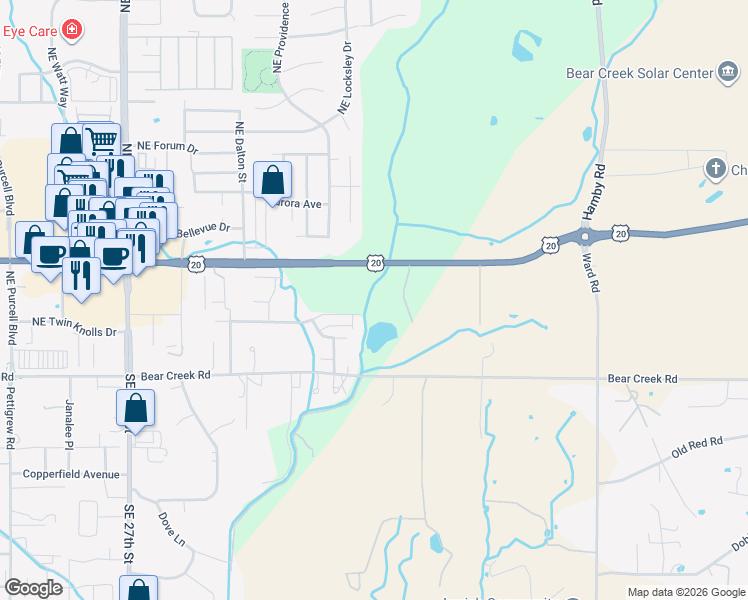 map of restaurants, bars, coffee shops, grocery stores, and more near 21391 Livingston Drive in Bend