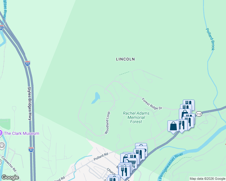 map of restaurants, bars, coffee shops, grocery stores, and more near 8 Charkarohen Drive in Lincoln