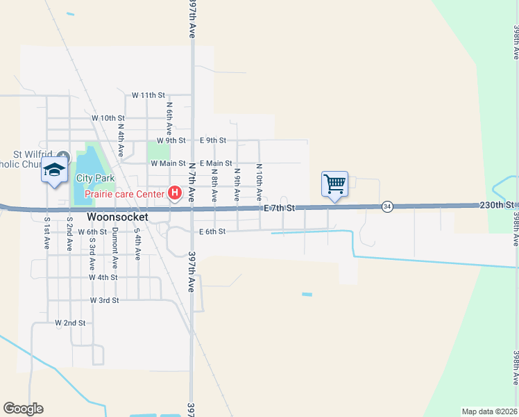 map of restaurants, bars, coffee shops, grocery stores, and more near 100 South 10th Avenue in Woonsocket