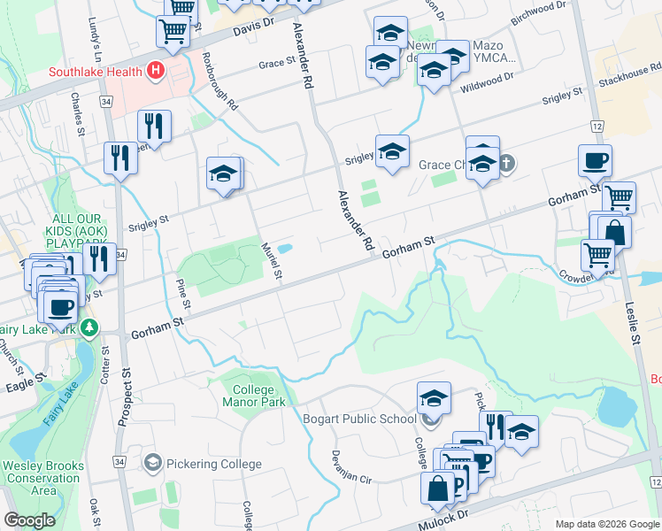 map of restaurants, bars, coffee shops, grocery stores, and more near 778 Gorham Street in Newmarket