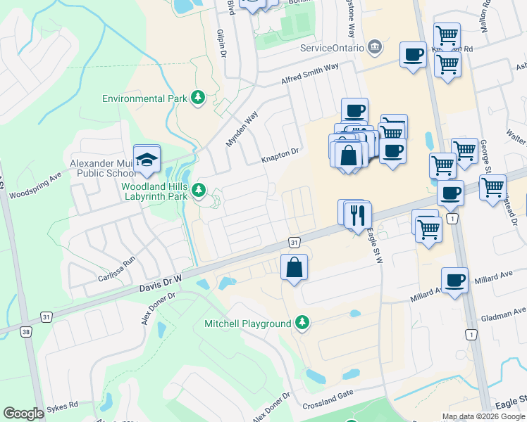 map of restaurants, bars, coffee shops, grocery stores, and more near 200 Vivant Street in Newmarket