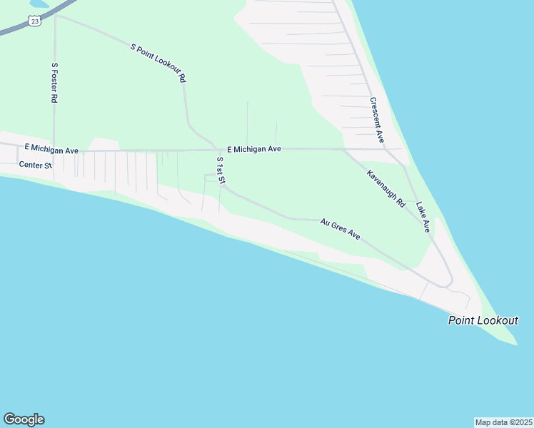 map of restaurants, bars, coffee shops, grocery stores, and more near Au Gres Avenue in Au Gres