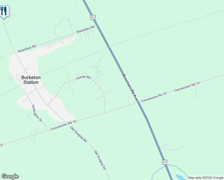 map of restaurants, bars, coffee shops, grocery stores, and more near 5 Sumac Road in Blackstock