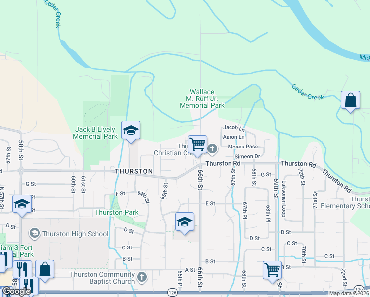 map of restaurants, bars, coffee shops, grocery stores, and more near 6565 Aaron Lane in Springfield