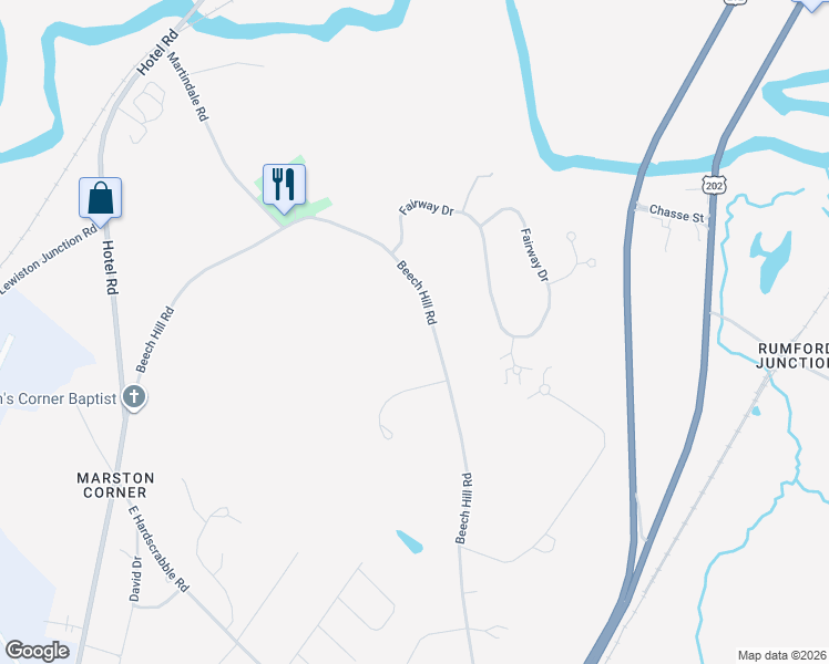 map of restaurants, bars, coffee shops, grocery stores, and more near 368 Beech Hill Road in Auburn