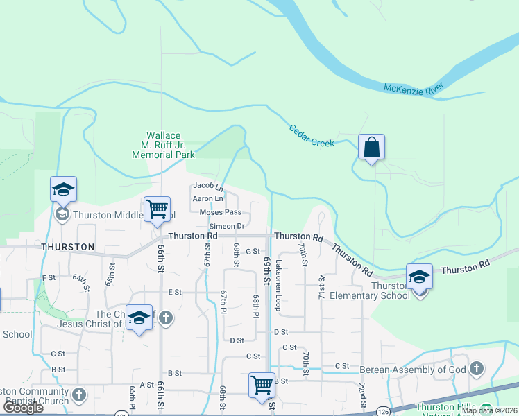 map of restaurants, bars, coffee shops, grocery stores, and more near 6889 Simeon Drive in Springfield
