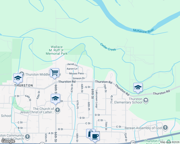 map of restaurants, bars, coffee shops, grocery stores, and more near 6889 Simeon Drive in Springfield