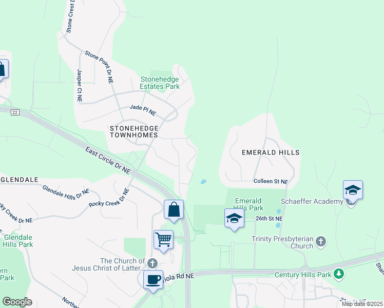 map of restaurants, bars, coffee shops, grocery stores, and more near 3010 Ivory Road Northeast in Rochester