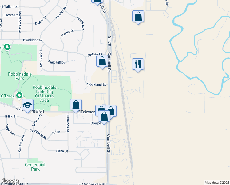 map of restaurants, bars, coffee shops, grocery stores, and more near 3106 Cambell Street in Rapid City