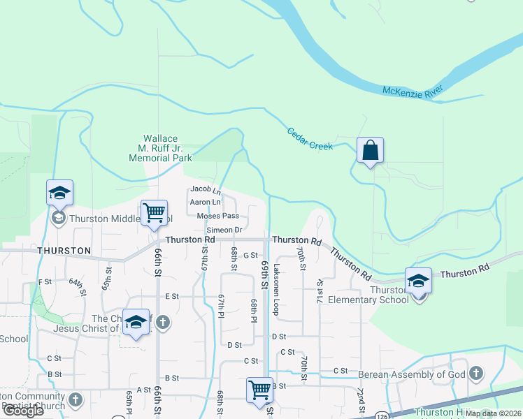 map of restaurants, bars, coffee shops, grocery stores, and more near 6889 Simeon Drive in Springfield