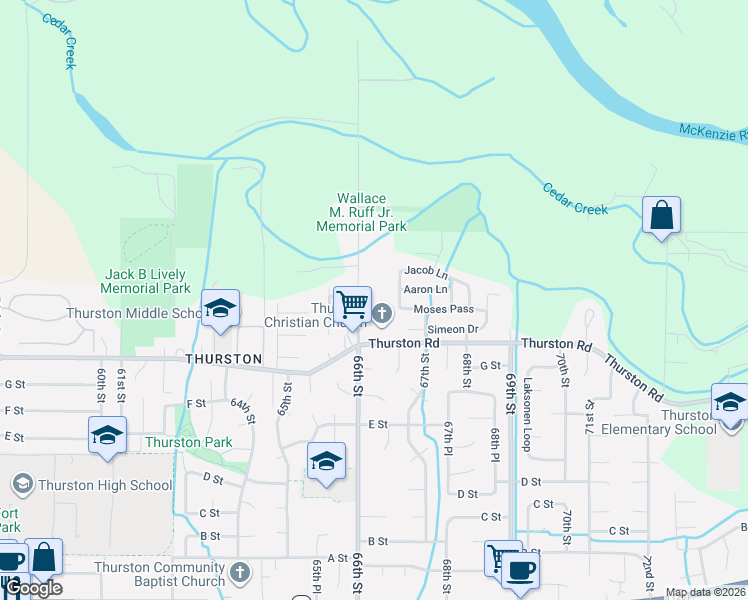 map of restaurants, bars, coffee shops, grocery stores, and more near 885 66th Street in Springfield