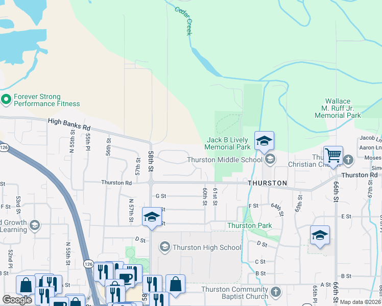 map of restaurants, bars, coffee shops, grocery stores, and more near 1125 58th Street in Springfield