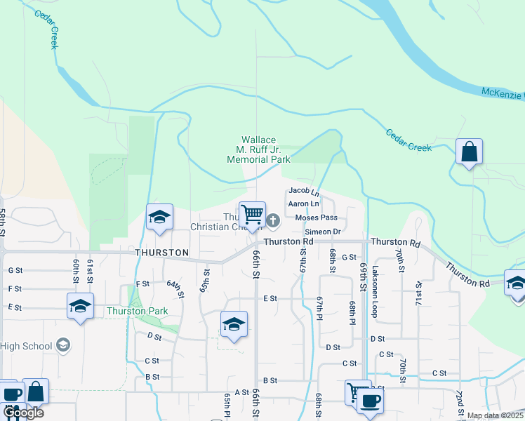 map of restaurants, bars, coffee shops, grocery stores, and more near 885 66th Street in Springfield
