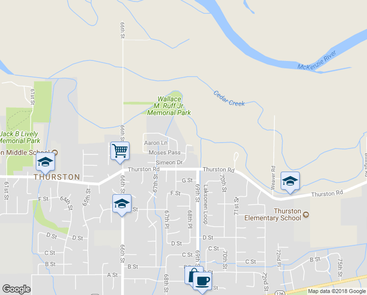 map of restaurants, bars, coffee shops, grocery stores, and more near 6876 Simeon Drive in Springfield