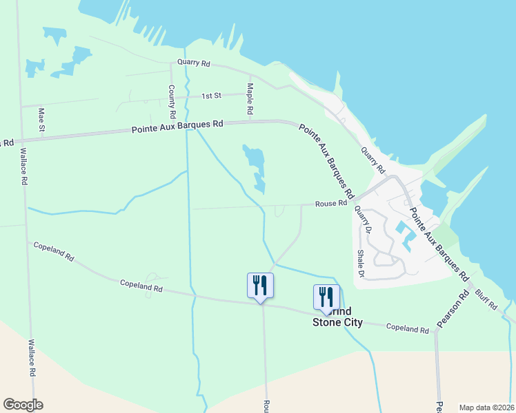 map of restaurants, bars, coffee shops, grocery stores, and more near Carrie Lane in Port Austin