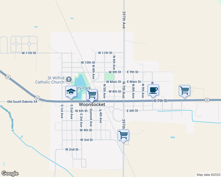 map of restaurants, bars, coffee shops, grocery stores, and more near 200-206 West 8th Street in Woonsocket