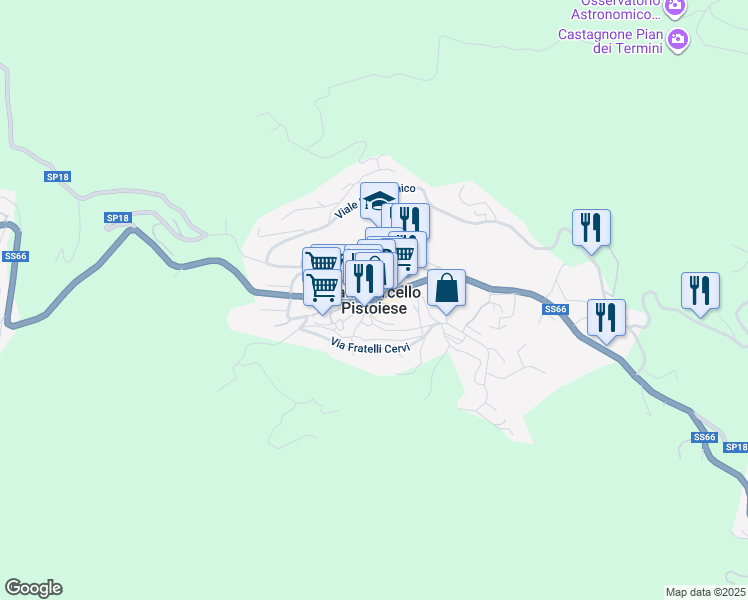 map of restaurants, bars, coffee shops, grocery stores, and more near 5 Piazza Cini in San Marcello Pistoiese
