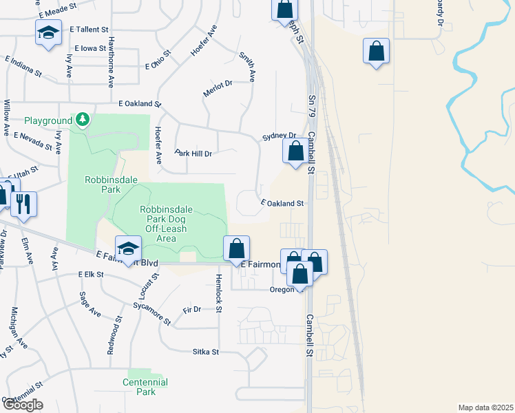 map of restaurants, bars, coffee shops, grocery stores, and more near 3150 Outlook Circle in Rapid City