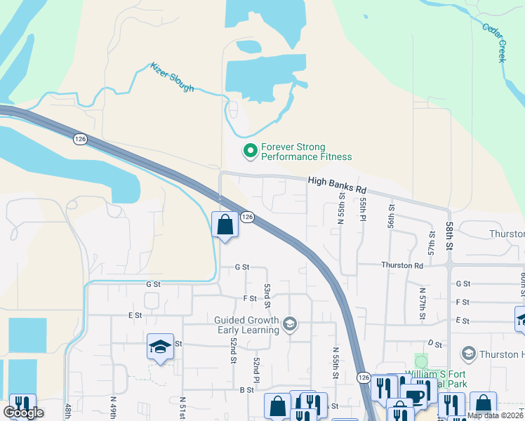 map of restaurants, bars, coffee shops, grocery stores, and more near 5363 I Street in Springfield