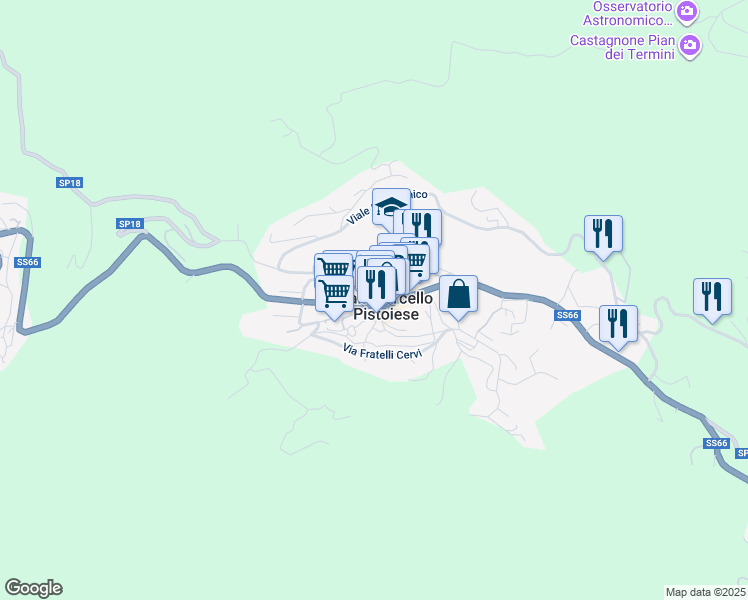 map of restaurants, bars, coffee shops, grocery stores, and more near 5 Piazza Cini in San Marcello Pistoiese