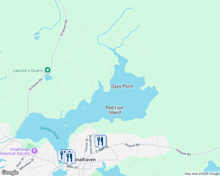 map of restaurants, bars, coffee shops, grocery stores, and more near 121 Tolman Road in Vinalhaven