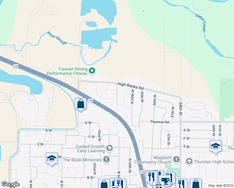 map of restaurants, bars, coffee shops, grocery stores, and more near 1014 North 54th Street in Springfield
