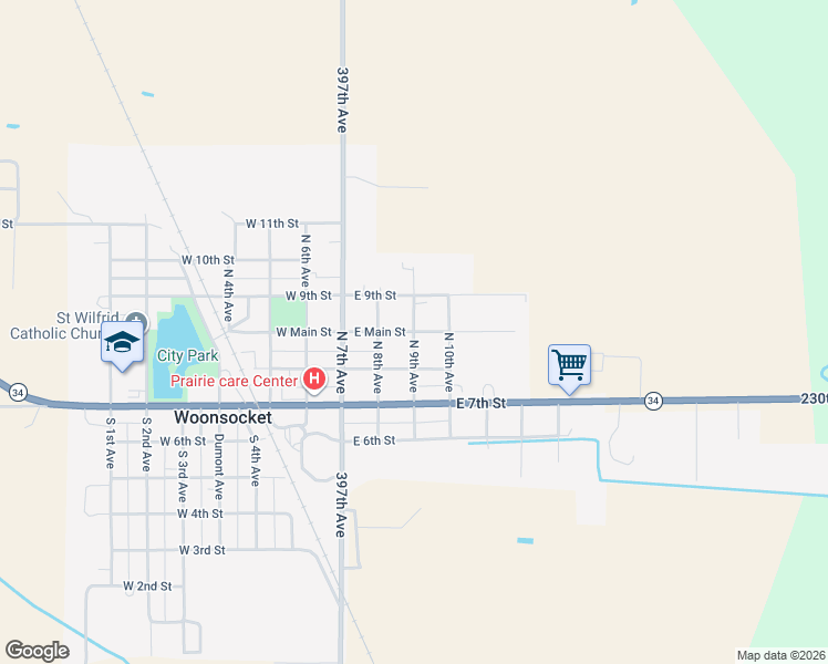 map of restaurants, bars, coffee shops, grocery stores, and more near 300 North 9th Avenue in Woonsocket