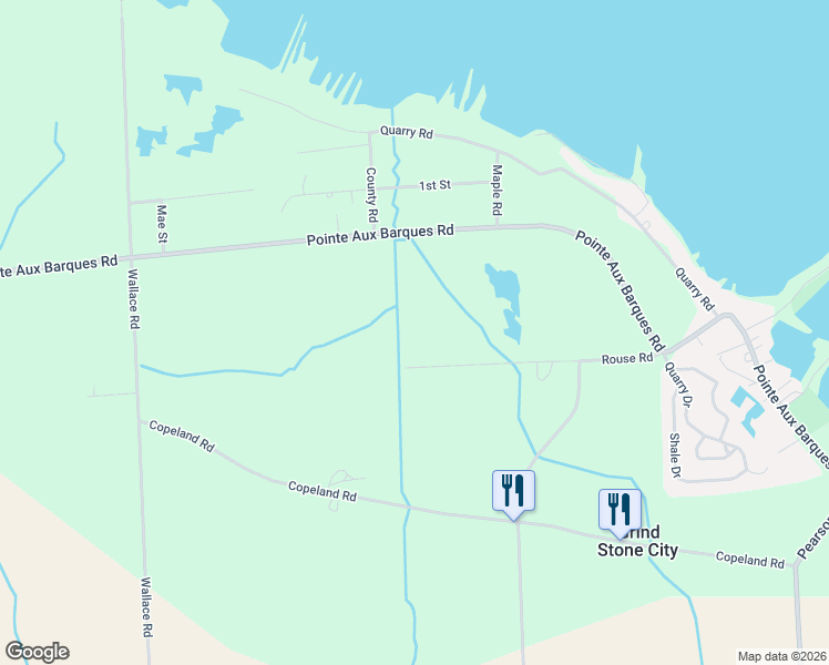 map of restaurants, bars, coffee shops, grocery stores, and more near Carrie Lane in Port Austin