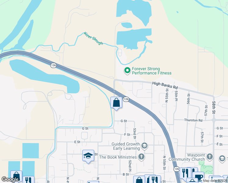 map of restaurants, bars, coffee shops, grocery stores, and more near 5233 High Banks Road in Springfield