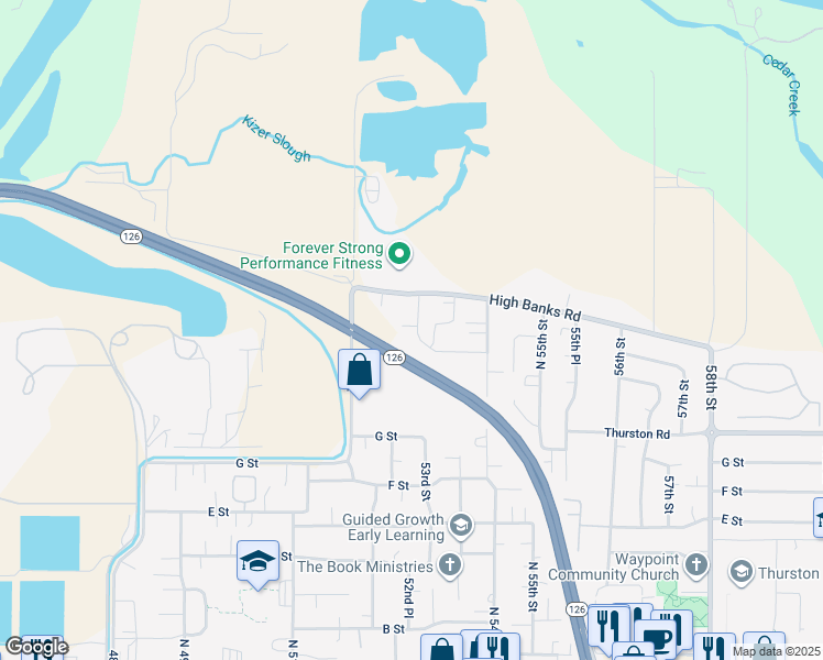 map of restaurants, bars, coffee shops, grocery stores, and more near 1032 53rd Street in Springfield