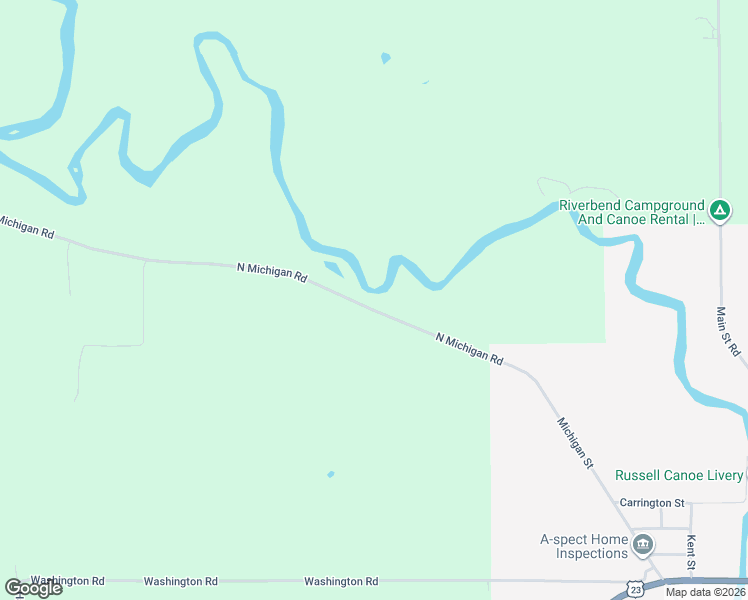 map of restaurants, bars, coffee shops, grocery stores, and more near 1605 North Michigan Road in Omer