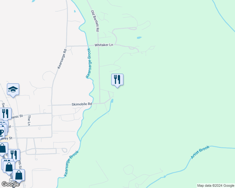 map of restaurants, bars, coffee shops, grocery stores, and more near 239 Skimobile Road in Conway
