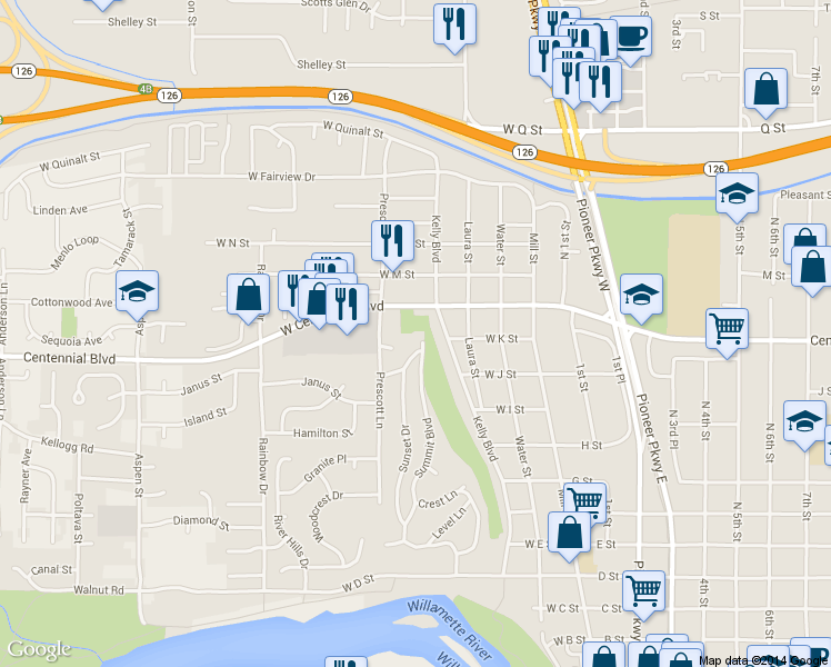 map of restaurants, bars, coffee shops, grocery stores, and more near 1200 Summit Blvd in Springfield