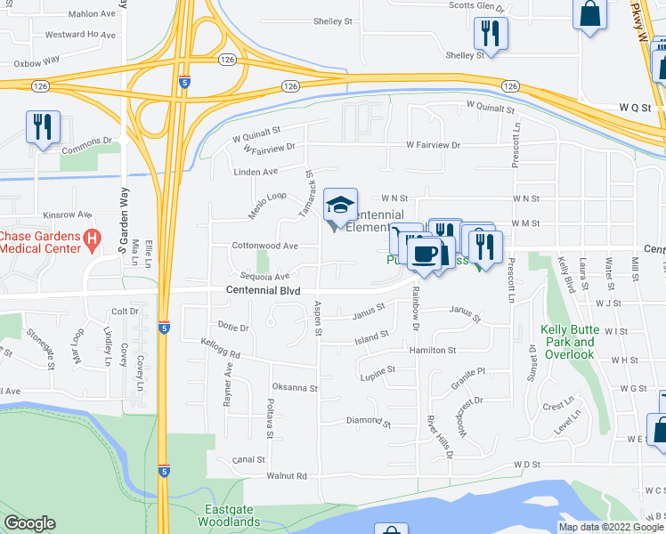 map of restaurants, bars, coffee shops, grocery stores, and more near 1281 Sequoia Avenue in Springfield