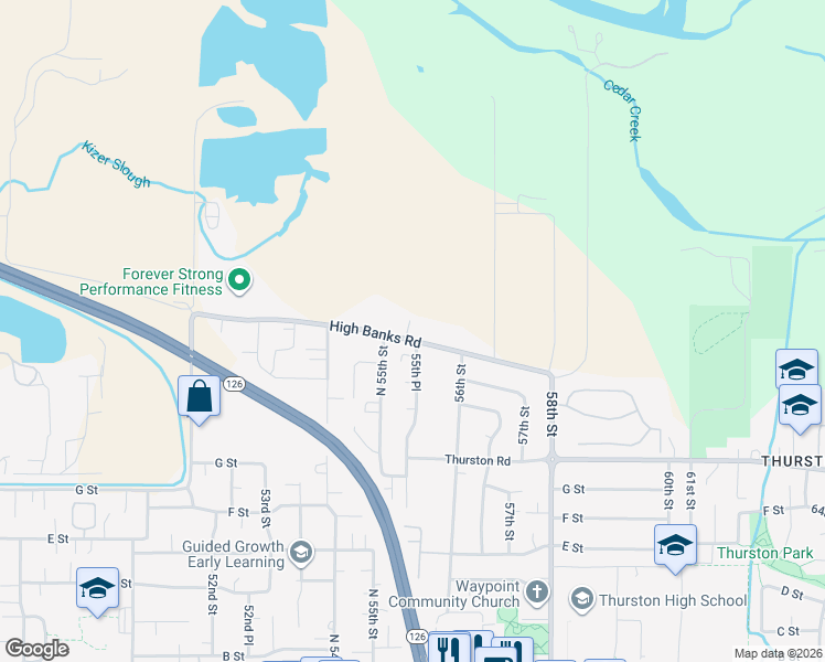 map of restaurants, bars, coffee shops, grocery stores, and more near 5588 High Banks Road in Springfield