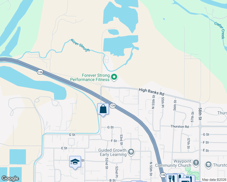 map of restaurants, bars, coffee shops, grocery stores, and more near 5279 Highbanks Road in Springfield