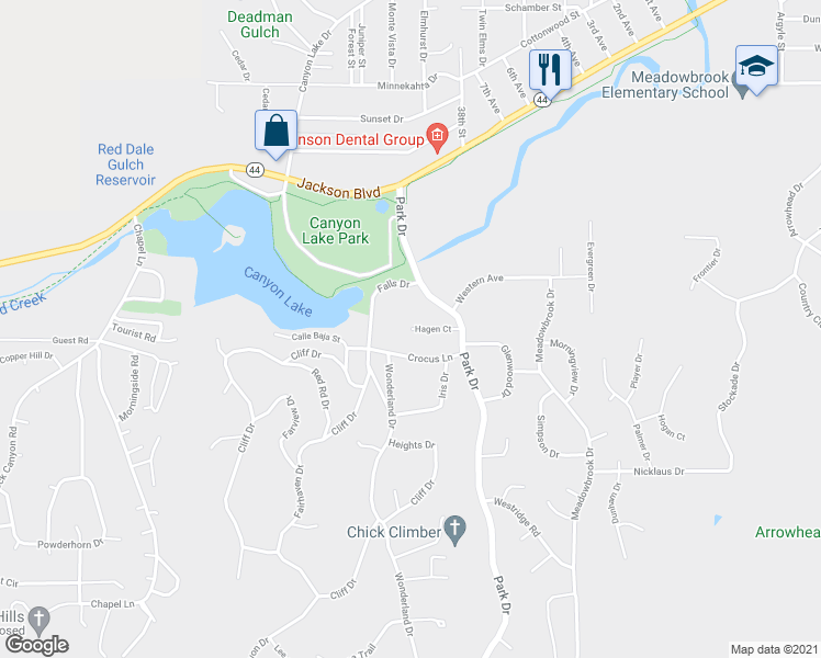 map of restaurants, bars, coffee shops, grocery stores, and more near 3999 Hagen Court in Rapid City