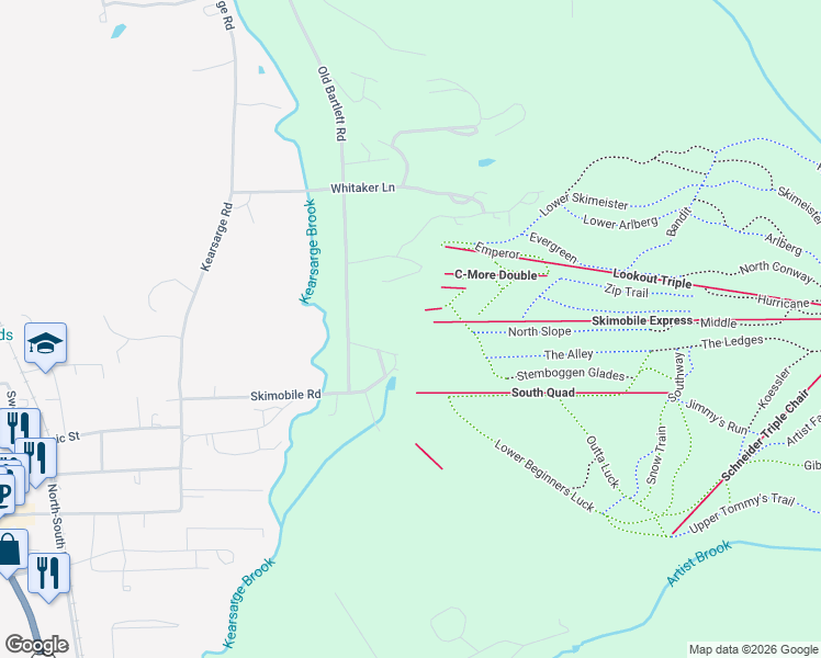 map of restaurants, bars, coffee shops, grocery stores, and more near in Conway