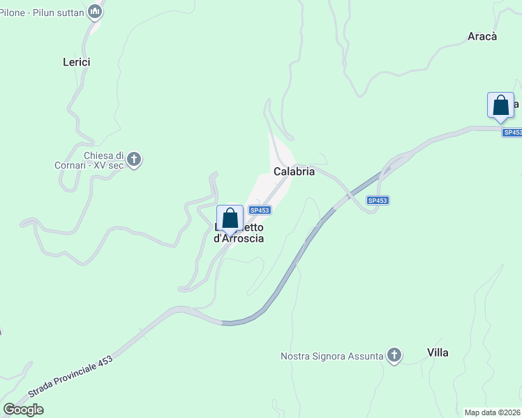 map of restaurants, bars, coffee shops, grocery stores, and more near 26 Via Lorenzo Lucifredi in Borghetto D'arroscia