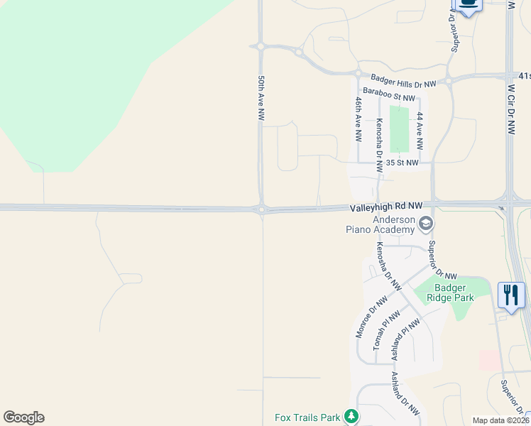 map of restaurants, bars, coffee shops, grocery stores, and more near 5000 Valleyhigh Road Northwest in Rochester