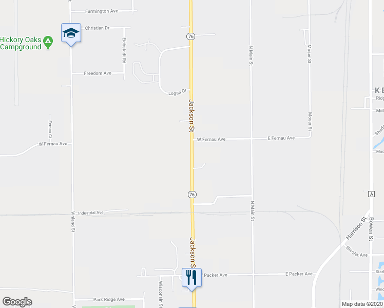 map of restaurants, bars, coffee shops, grocery stores, and more near 3051 Jackson Street in Oshkosh