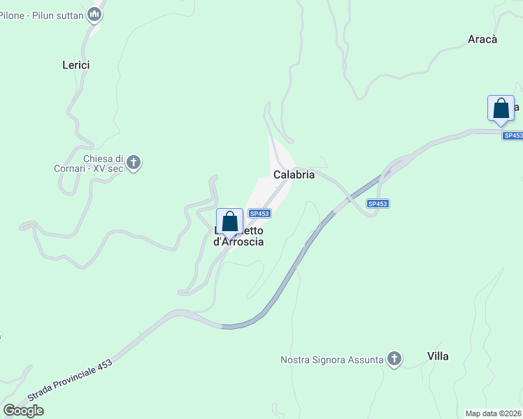 map of restaurants, bars, coffee shops, grocery stores, and more near 26 Via Lorenzo Lucifredi in Borghetto D'arroscia