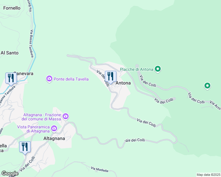 map of restaurants, bars, coffee shops, grocery stores, and more near Località Antona in Antona