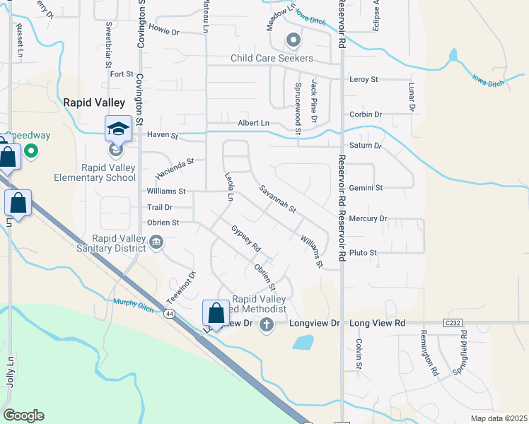 map of restaurants, bars, coffee shops, grocery stores, and more near Williams Street in Rapid City