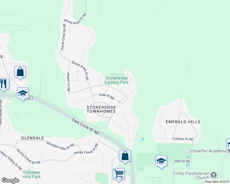 map of restaurants, bars, coffee shops, grocery stores, and more near 2320 Jasper Place Northeast in Rochester